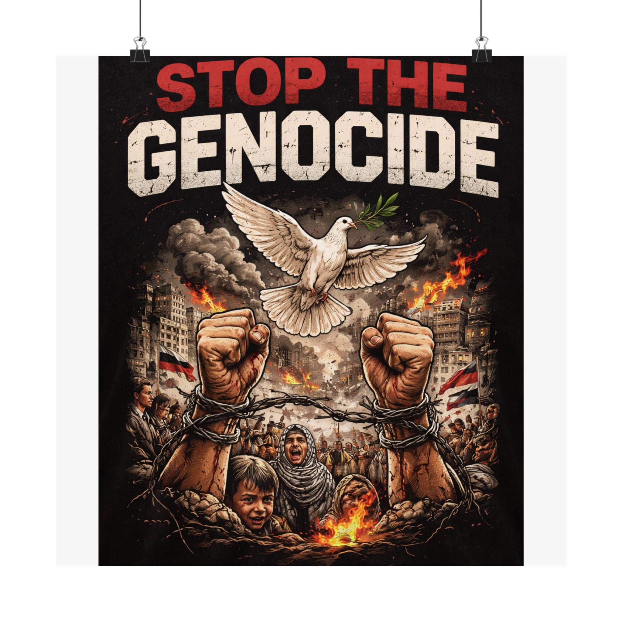 Poster — "Stop the Genocide" Protest Art Matte Vertical Poster