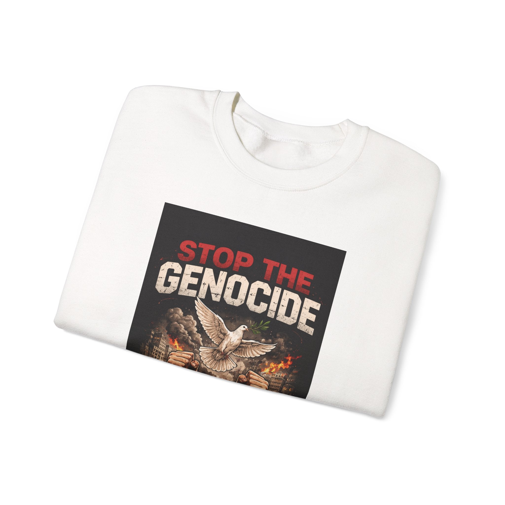Crewneck Sweatshirt — "Stop the Genocide" Graphic Protest Design